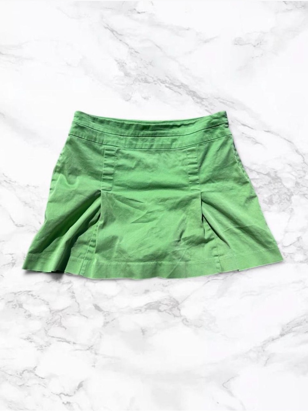 Bright Green Cotton Mini Skort By Herman Geist